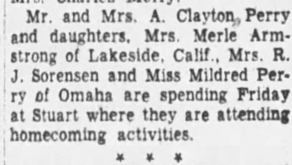 Stuart Homecoming, Mildred Perry of Omaha, October 1953